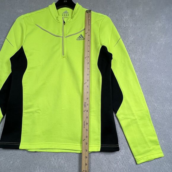 Adidas Climacool 1/4 Zip Pullover Neon Yellow Athletic Long Sleeve Women's Small - Picture 9 of 13